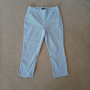 Mario Serrani Blue and White Striped Straight Leg Jeans